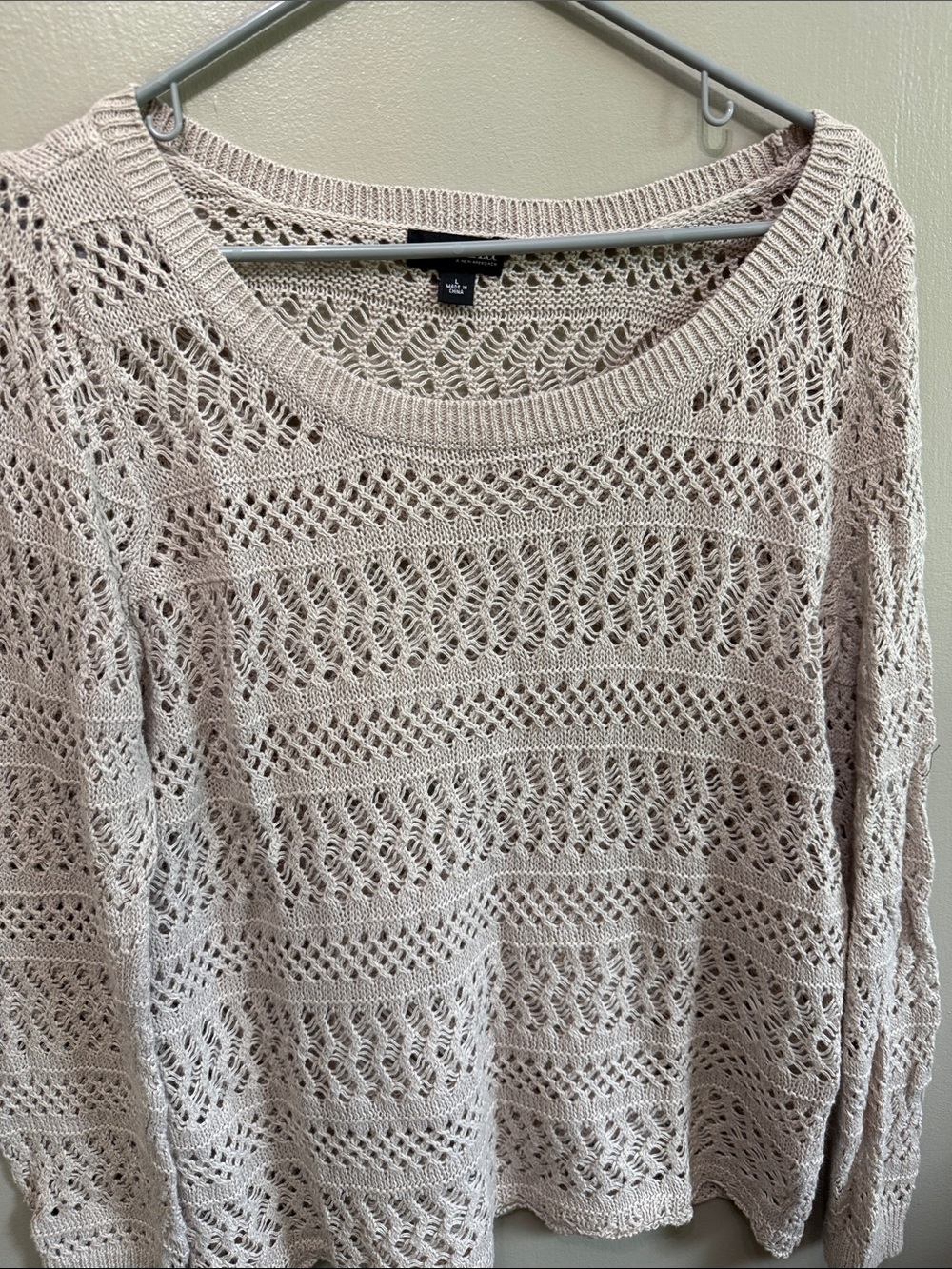 Light Beige a.n.a.Open-Knit Women's Sweater
